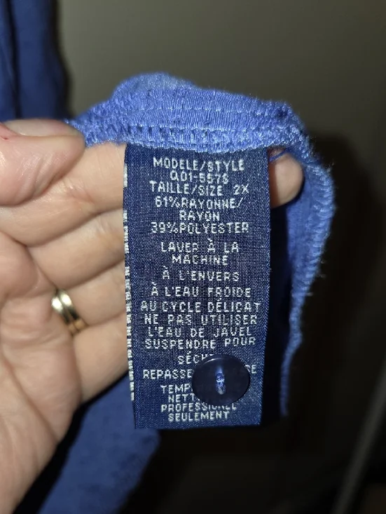 Penningtons Royal Blue Textured Button-Front Tunic - Picture 3 of 10